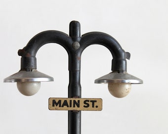 Main street industrial vintage mini lamp post / industrial style home decor / retro urban loft home decor / rustic desk decor replica lamp