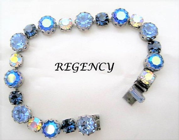 Regency Blue Bracelet - Rhinestone Tennis Links - Sparkling Sapphire Links