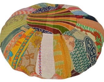 Vintage Kantha Patchwork Pouffe Cover Pouf Floor Cushion DV74