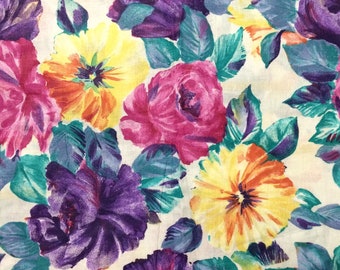 Cotton Fabric / Floral Cotton Fabric / Cotton Quilting Fabric / Purple Floral Fabric / Quilting Fabric / Large Floral Fabric / Anne Erde