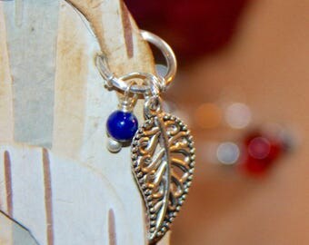 Cartilage Earring, Leaf Cartilage Earring, Gemstone Ear Jewelry, Daith, Rook, Tragus, Snug, Helix, Forward Helix, Blue Cartilage Earring