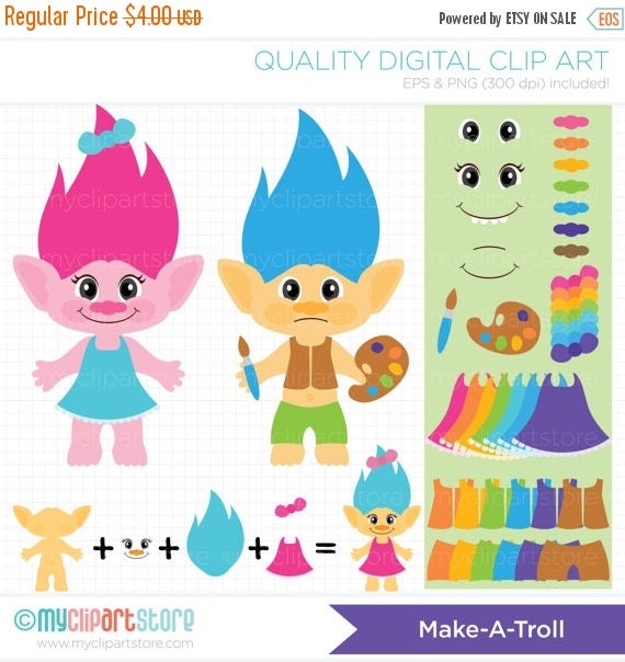 25% OFF SALE Vector Clipart Make a Troll / by MyClipArtStore