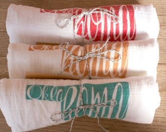 Oklahoma Cotton Tea Towels - State Pride Flour Sack Towels