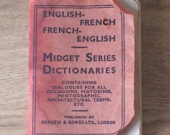 Vintage Dictionary, Burgess & Bowes Midget Series, English/French - French/English, Vintage 1950s