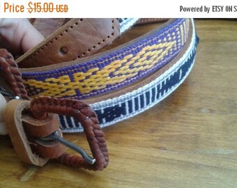 SALE Guatemalan Leather Belts Embroidered Vintage S M L