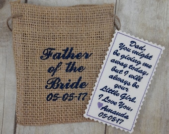 Custom Embroidered Father of the Bride Tie Patch - Personalized Wedding Gift for Groom - Step Father - Brother - Uncle - Best Man - Patch A8