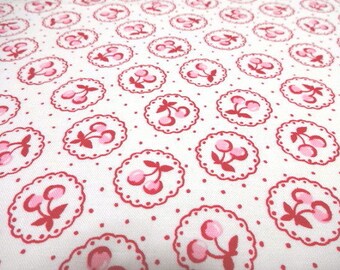 Japanese Fabric LECIEN Cherry Polka Dots Offwhite Fat Quarter
