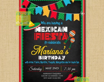 Mexican Fiesta Invitation, Cinco de Mayo Invitation, Mexican Party Invitation, Mexican Theme Invitation ANY OCCASION, 5 de Mayo Celebration