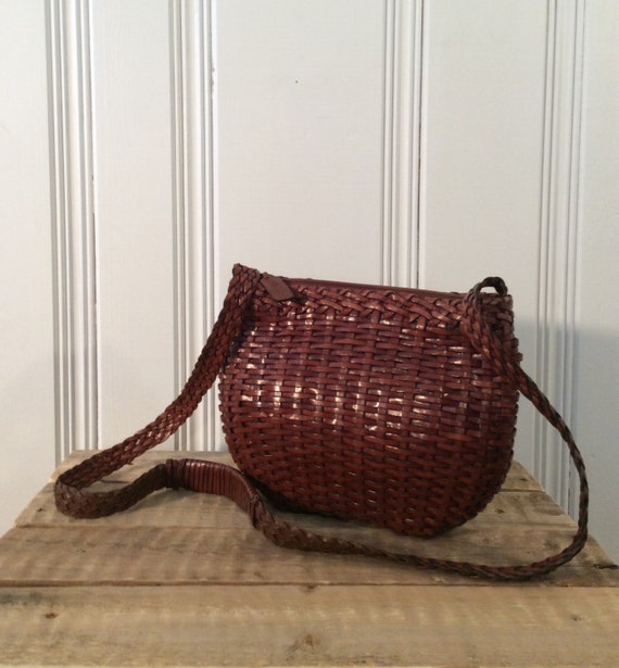 talbots woven leather handbag