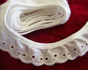 SALE! .75" White Eyelet LACE TRIM/2yd.piece
