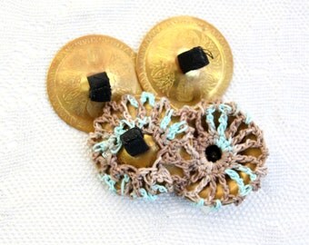 Hemp Zill covers mufflers, finger cymbals - 1 set of 2, turquoise brown