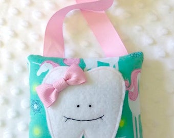 Unicorn Tooth Fairy Pillow, Girl's Gift, Kid's Birthday Gift, Easter Basket Toy, Stocking Stuffer, Gift Under 10, Girls Birthday Gift