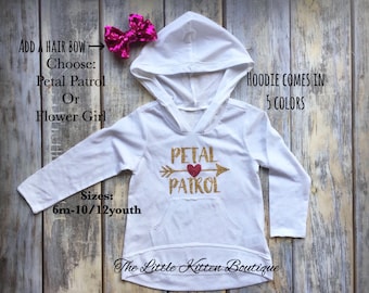 Flower Girl Shirt, Flower Girl Hoodie, Flower Girl Sweatshirt, Petal Patrol Shirts, Flower Girl dress, Bride Shirt, Flower Girl Outfit,
