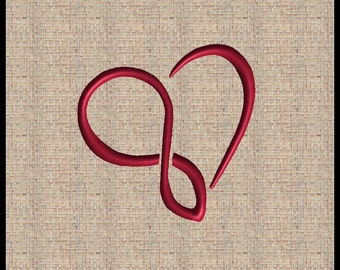 Valentine Infinity Heart Embroidery Design Satin Stitch Fill Stitch Heart Machine Embroidery Design