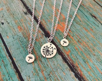 Mother Daughter Necklace Set, Mommy and Me Jewelry, Dandelion Wish Necklaces, Mothers Day Gift, New Mom Gift, Sterling Silver Necklaces