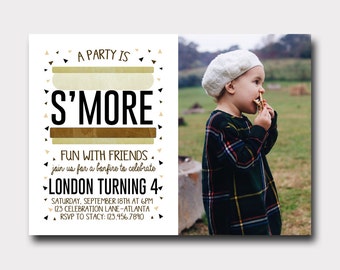 S'more Birthday Invitation | Campfire Birthday Invitation | Bonfire Birthday Invitation | Camping Invitation | S'more Fun | Fall Birthday