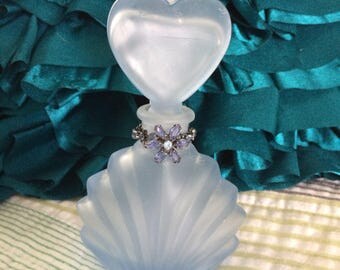Vintage Blue Frosted Glass Art Deco Design Perfume Bottle