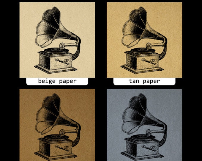 Printable Antique Phonograph Digital Image Music Record Player Download Illustration Graphic Vintage Clip Art Jpg Png Eps HQ 300dpi No.1536