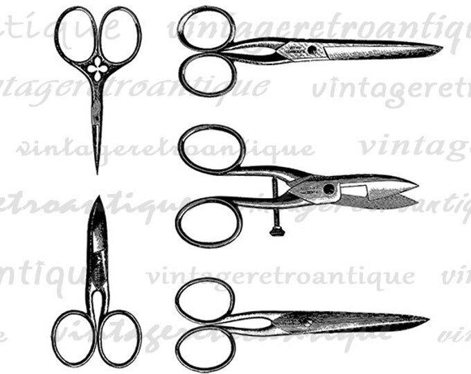 Printable Digital Scissors and Shears Collage Sheet Graphic Salon Haircutting Barber Image Download Jpg Png Eps HQ 300dpi No.2863