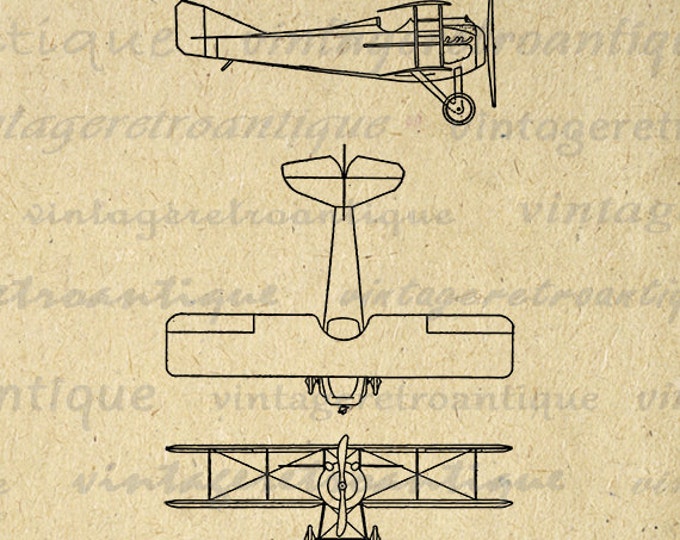 Printable Image Scout Airplane Digital Biplane Illustration Download Graphic Vintage Clip Art Jpg Png Eps HQ 300dpi No.1675