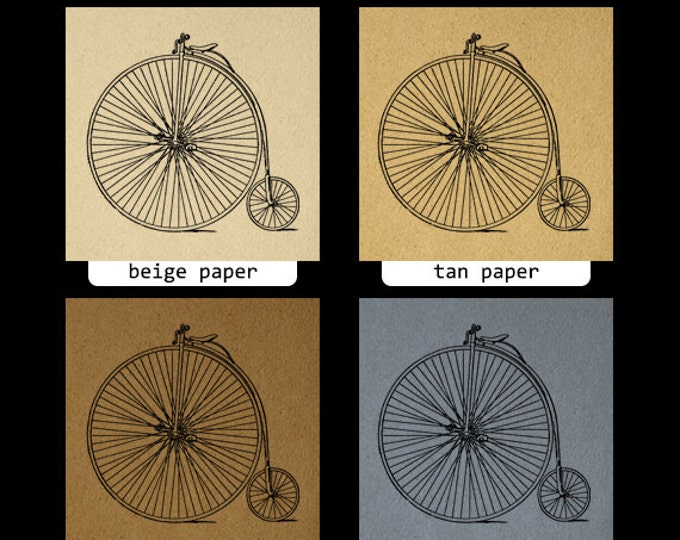 Digital Image Antique High Wheel Bicycle Graphic Illustration Printable Bike Download Artwork Vintage Clip Art HQ 300dpi No.3105