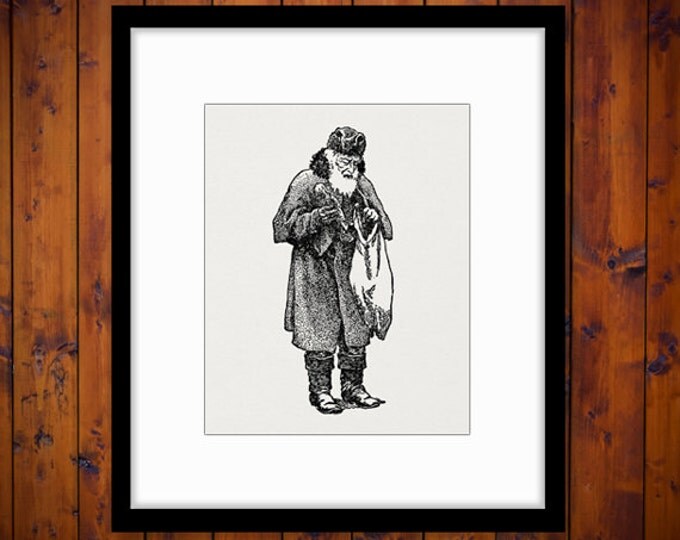 Antique Santa Claus Digital Image Download Printable Graphic Vintage Clip Art Jpg Png Eps HQ No.2385