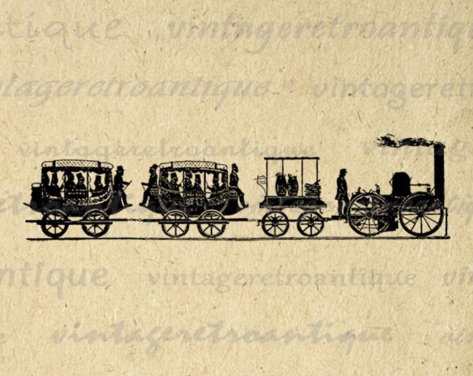 Old Train Digital Graphic Image Locomotive Printable Antique Download Vintage Clip Art Jpg Png Eps HQ 300dpi No.169