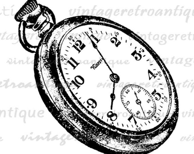 Vintage Pocket Watch Digital Image Download Printable Graphic Vintage Clip Art Jpg Png Eps HQ 300dpi No. No.1541