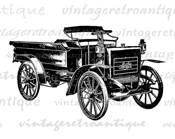 Digital Printable Old Fashioned Car Image Antique Automobile Auto Graphic Download Artwork Vintage Clip Art Jpg Png HQ 300dpi No.3500