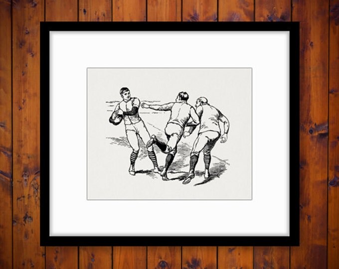 Football Players Digital Image Download Sports Graphic Printable Vintage Clip Art Jpg Png Eps HQ 300dpi No.2974