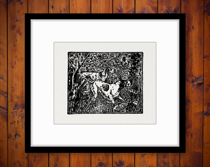 Printable Image Hunting Dogs Graphic Illustration Download Digital Vintage Clip Art Jpg Png Eps HQ 300dpi No.1413