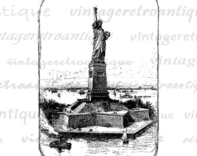 Statue of Liberty Printable Image Graphic New York City Download Digital Vintage Clip Art Jpg Png Eps HQ 300dpi No.3304