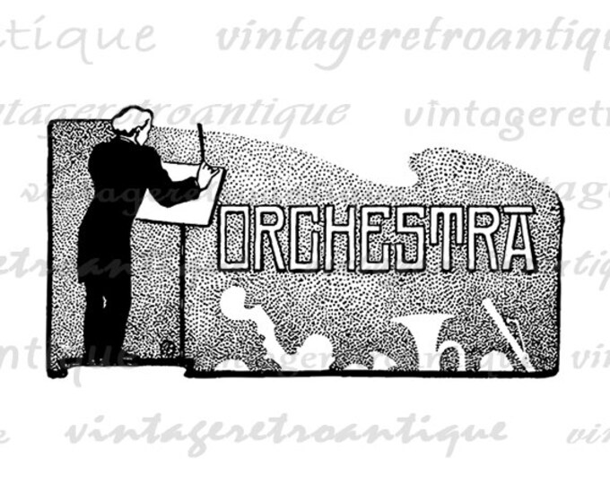 Orchestra Graphic Printable Download Band Image Music Digital Artwork Vintage Clip Art Jpg Png Eps HQ 300dpi No.4170