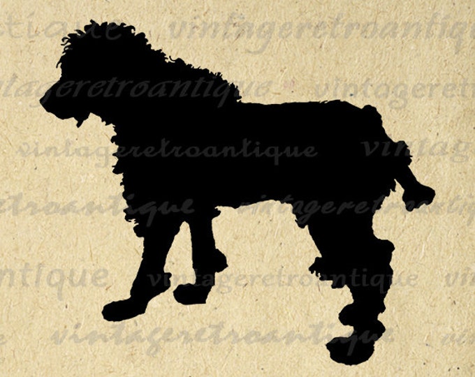 Dog Silhouette Printable Digital Image Pet Illustration Download Graphic Vintage Clip Art Jpg Png Eps HQ 300dpi No.3352