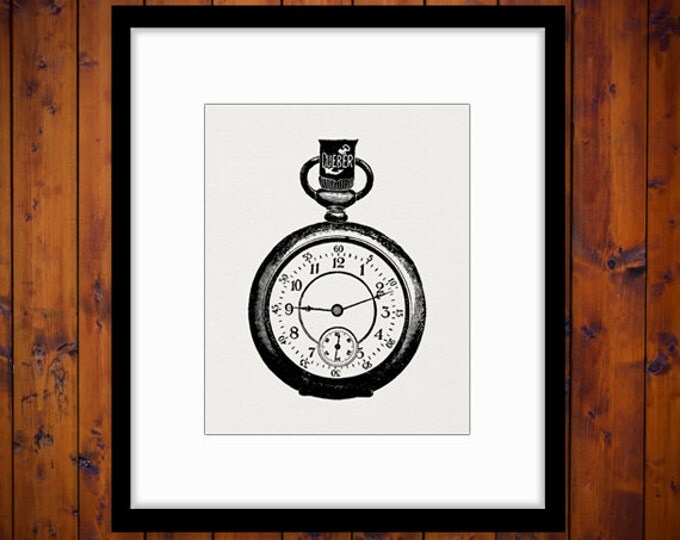 Digital Printable Pocket Watch Download Graphic Image Artwork Vintage Clip Art Jpg Png Eps HQ 300dpi No.1428