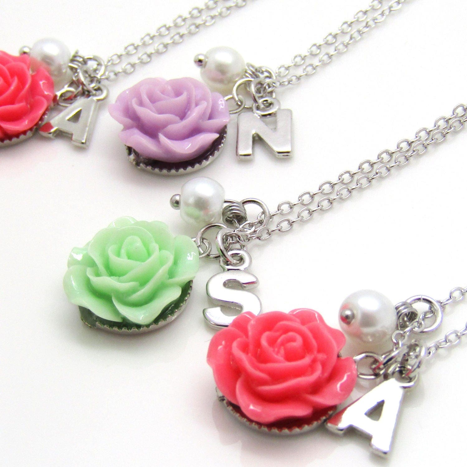 Personalized flower girl necklace children's jewelry