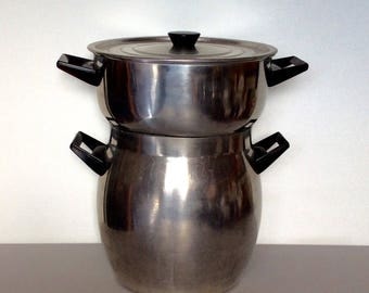 Vintage Fedala Stock Pot and Stream Strainer Cookware