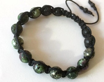Ruby Zoisite Shamballa Bracelet (GESHA-0064)