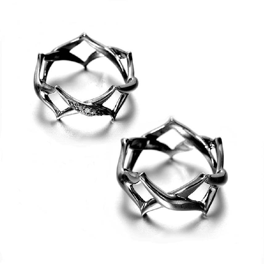 His and her promise rings Black promise ring Oxidized silver