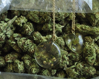 420 SALE! Real Marijuana Necklace Jewelry Seeds Stems Weed Mary Jane pendant gold chain marijuana cannabis hemp seeds