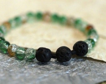 Oil Diffuser Lava Bead Bracelet - Orange and Green