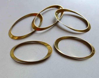 100pcs Raw Brass Oval Charms,Pendants,Findings 22mm x 10mm - F386