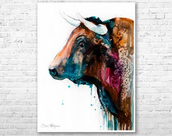 Lion watercolor painting print by Slaveika Aladjova art