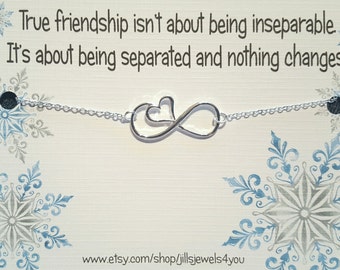Best Friend Christmas Long Distance Necklace, Friend Christmas Present, Best Friend Gift, Infinity Heart Necklace, Stocking Stuffer - X-mas