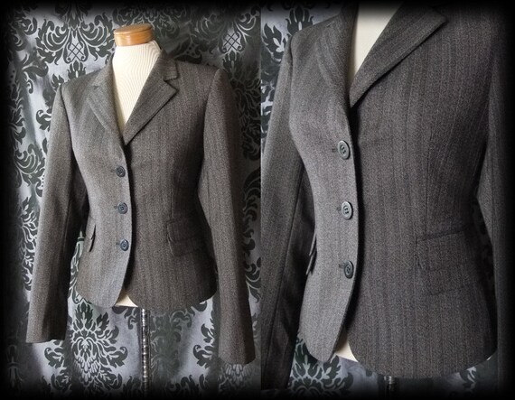 Gothic Grey Brown Fitted SOMBRE Tailored Jacket Coat 8 10 40s 50s Vintage Formal by AusterexxDevotion steampunk buy now online