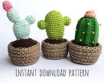 Cactalina cactus crochet PATTERN removable pot Groot's