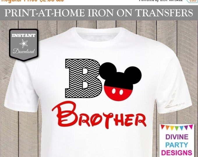 SALE INSTANT DOWNLOAD Print at Home Mouse Brother Chevron Printable Iron On Transfer / Diy T-shirt / Family Trip / Party / Item #2404