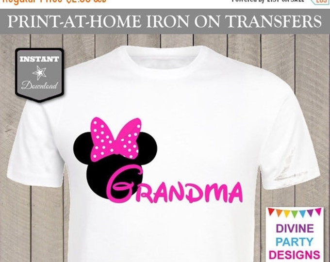 SALE INSTANT DOWNLOAD Print at Home Hot Pink Mouse Grandma Printable Iron On Transfer / Diy T-shirt / Family Trip / Party / Item #2386