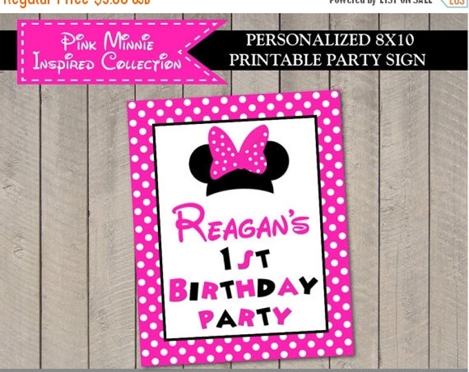 SALE PERSONALIZED Hot Pink Mouse Printable 8x10 Party Sign / Includes Name and Age / Hot Pink Mouse Collection / Item #1750