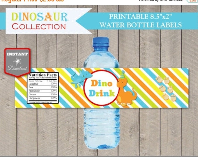 SALE INSTANT DOWNLOAD Printable Dinosaur Water Bottle Labels / Wrappers / Birthday Party / Baby Shower / Dino Collection / Item #3205
